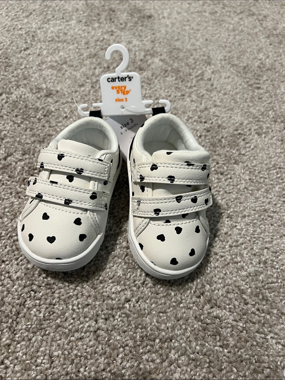 Carter's White Sneakers with Black Heart Print